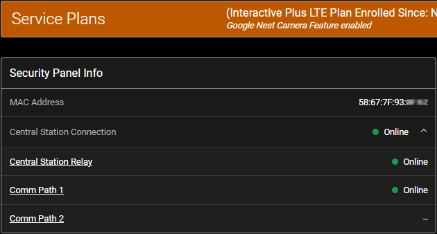 Central Station Status - Service Plan Page