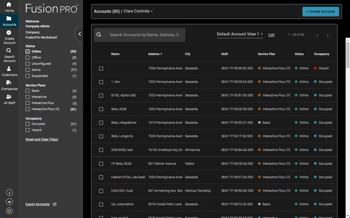 Accounts Page