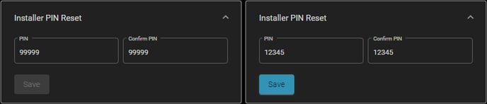 Installer PIN reset
