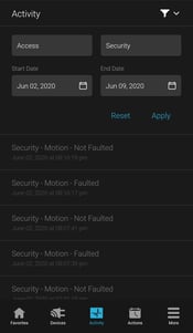 Activity filter