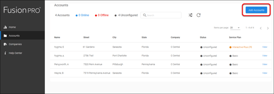 accounts list - add account