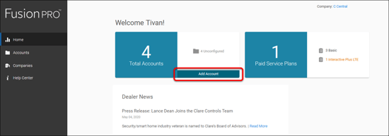 add account - dashboard