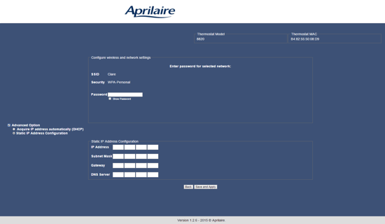 advanced options - configure your static ip address information