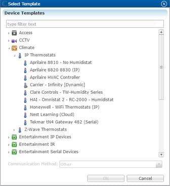 select device template - aprilaire Wi-Fi IP