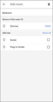 7- select all devices for room