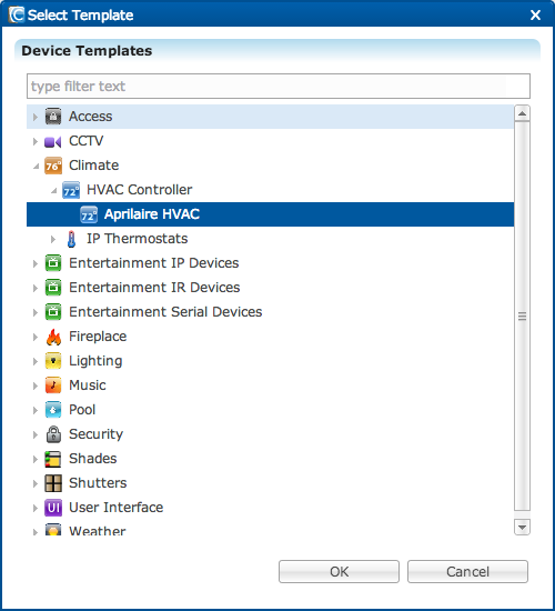 Select Template dialog